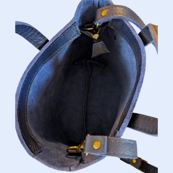 EUC Portland Pebbled Leather Mini Zipper Tote Bag Cobalt Blue - Picture 9 of 9